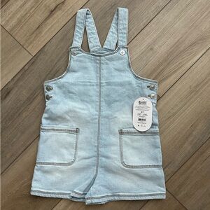NWT Girls Blue Denim Shortall Overalls by Wonder Nation - Size 5T